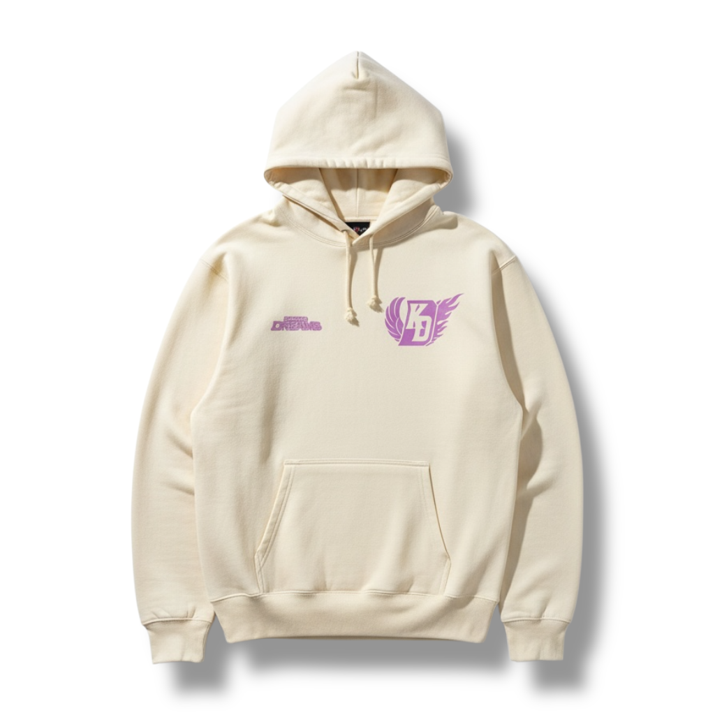 BACK PRINT / SIGNATURE WING / HOODIE / OFF-WHITE × PURPLE / MEMBER-PRODUCED BY Aroha Imai