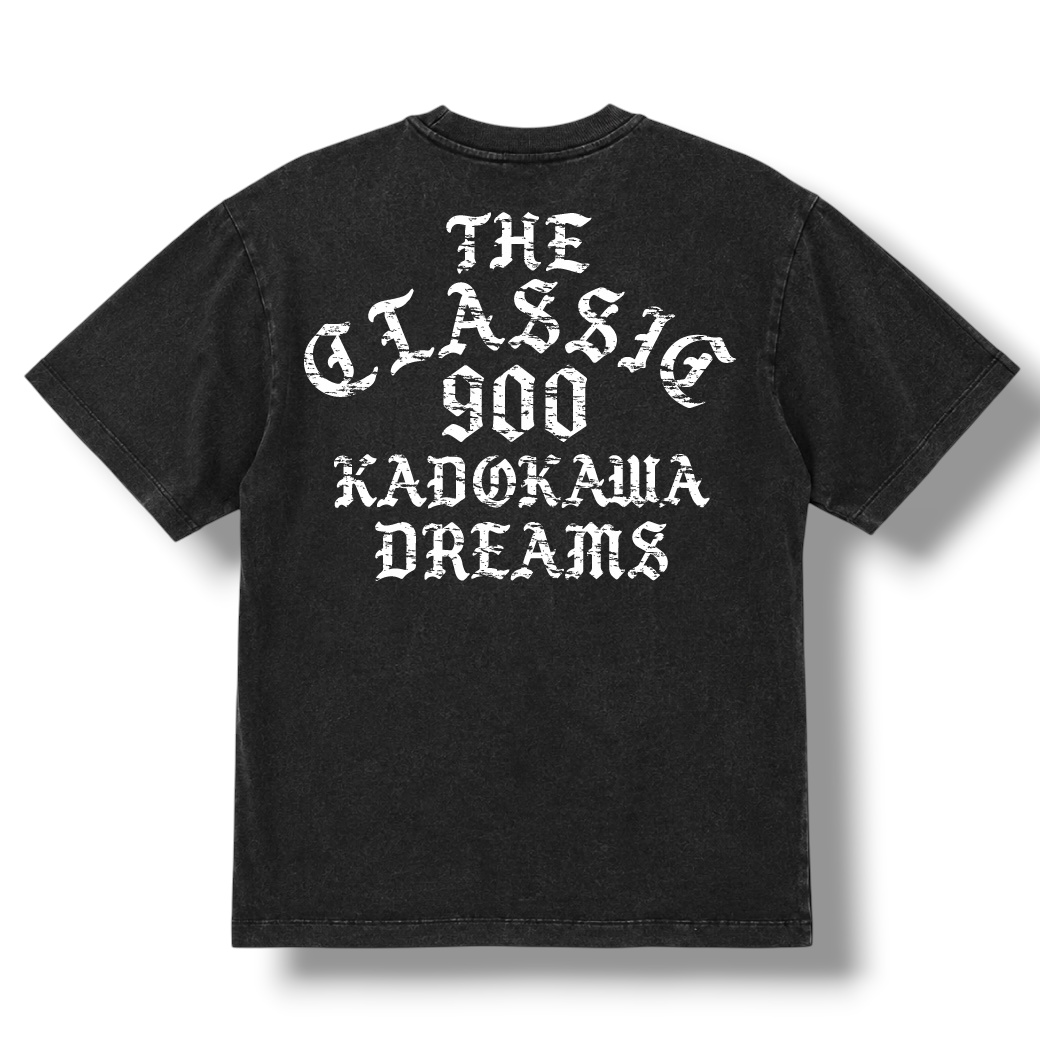 "THE CLASSIC 900" VINTAGE BACKPRINT T-SHIRTS / FADE BLACK