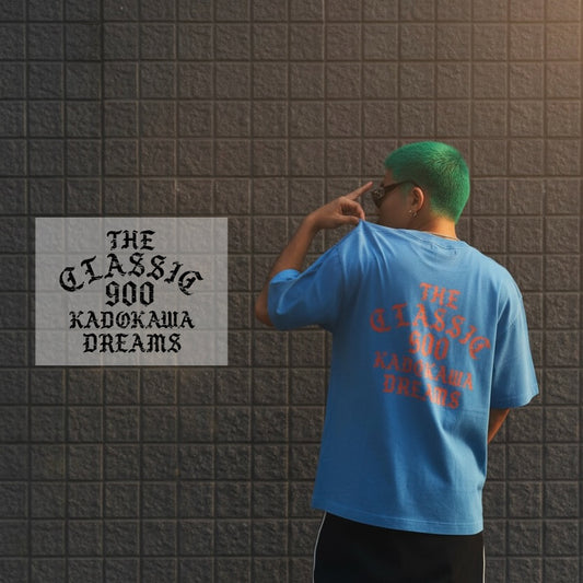 "THE CLASSIC 900" VINTAGE BACKPRINT T-SHIRTS / FADE BLUE