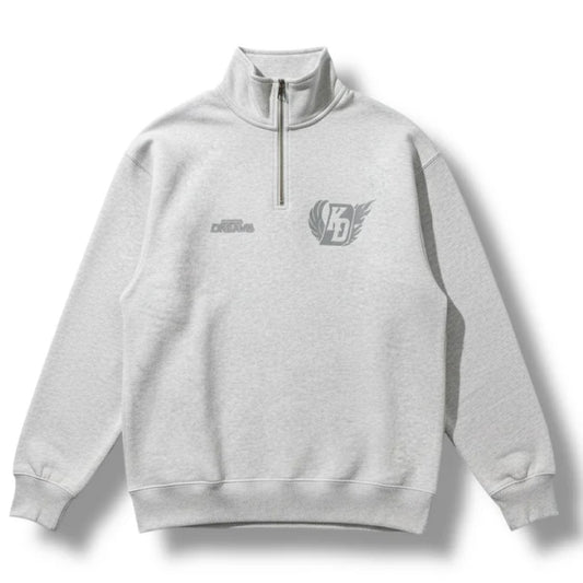 BACK PRINT / SIGNATURE WING / ANORAK HALF-ZIP SWEAT ASH GRAY MEMBER-PRODUCED by HINATA