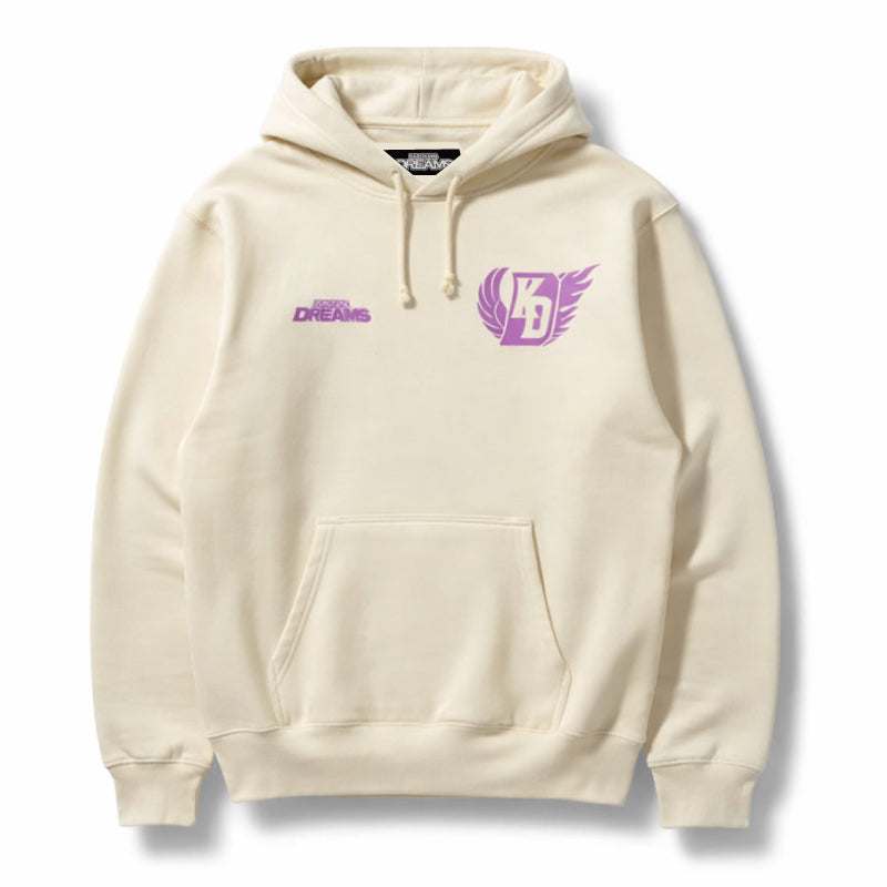 BACK PRINT / SIGNATURE WING / HOODIE / OFF-WHITE × PURPLE / MEMBER-PRODUCED BY Aroha Imai