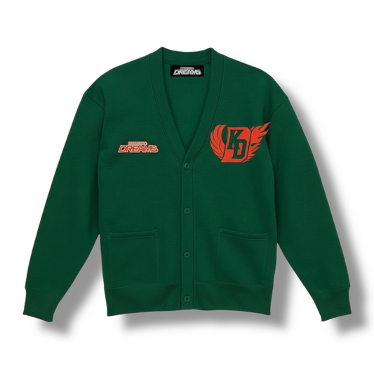BACK PRINT / SIGNATURE WING / LOOSE FIT SWEAT CARDIGAN / GREEN ORANGE
