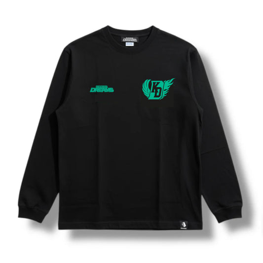 BACK PRINT / SIGNATURE WING / L/S T-SHIRT / BLACK GREEN / MEMBER-PRODUCED by SATSUKI
