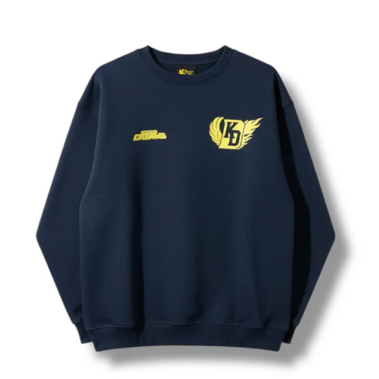 BACK PRINT / SIGNATURE WING / CREWNECK SWEATSHIRT / NAVY YELLOW / MEMBER-PRODUCED by Sasya