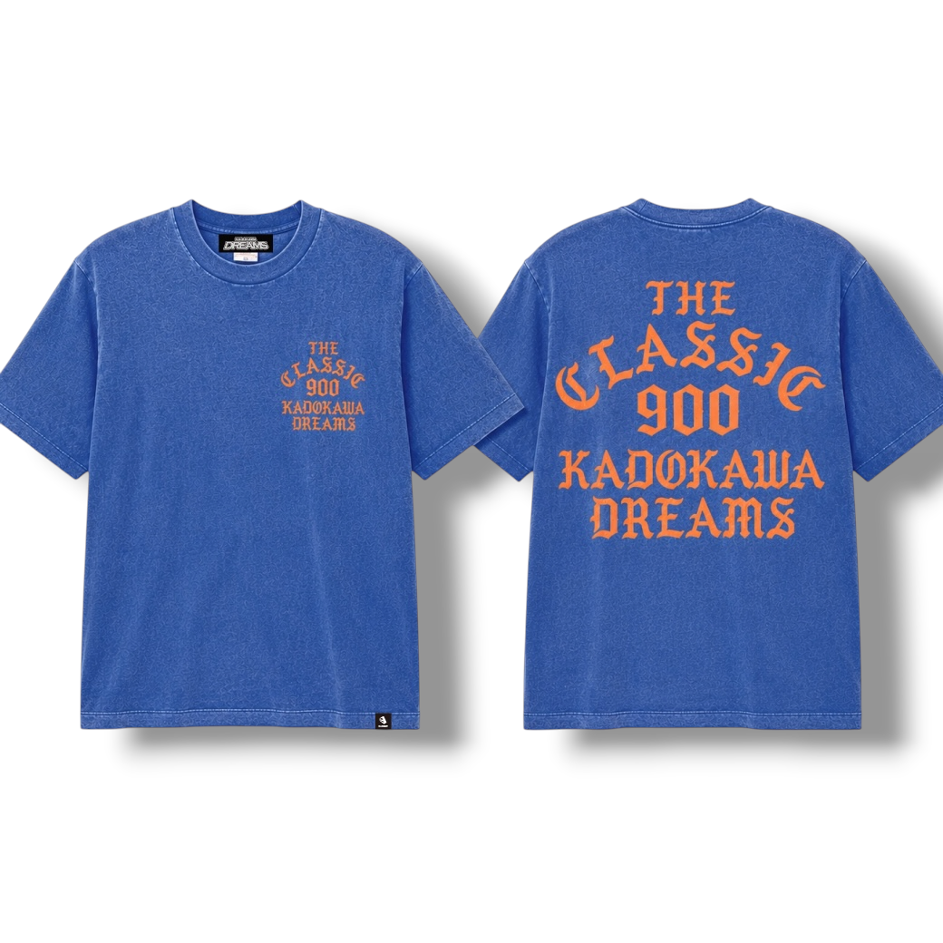"THE CLASSIC 900" VINTAGE BACKPRINT T-SHIRTS / FADE BLUE