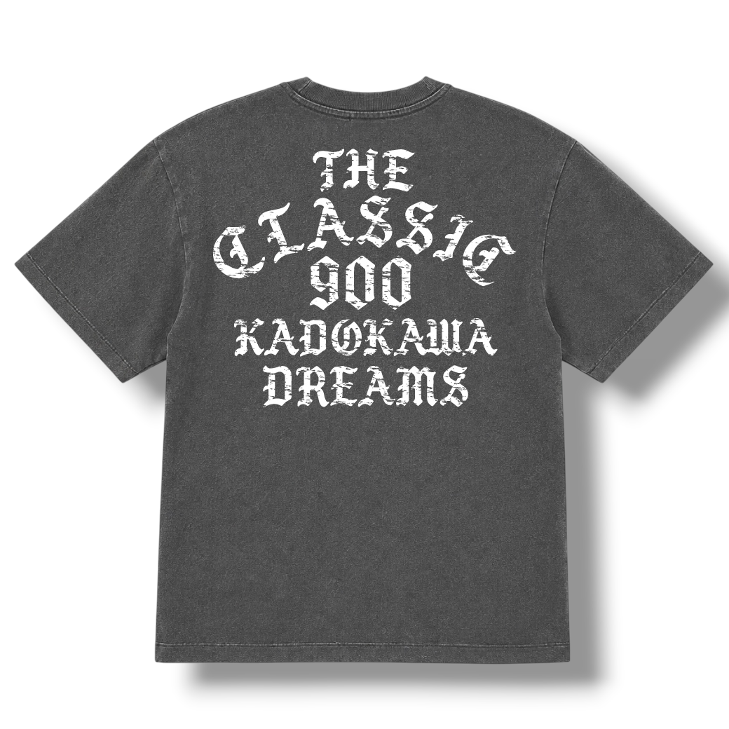"THE CLASSIC 900" VINTAGE BACKPRINT T-SHIRTS / FADE GREY